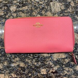 Coach Accordion Zip Around Wallet In Pink Rudy